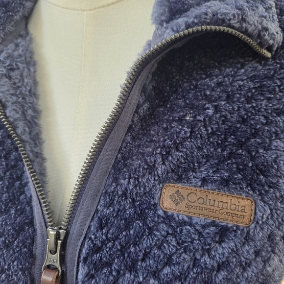 Columbia Navy Blue Teddy Fleece Quartee Zip Sweater Size Small - Picture 4 of 6